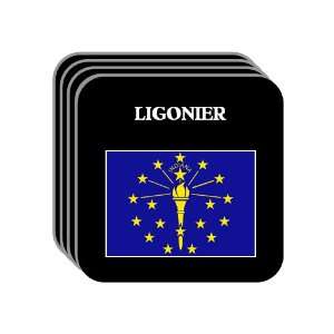 US State Flag   LIGONIER, Indiana (IN) Set of 4 Mini Mousepad Coasters