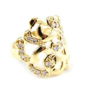  Ring plated gold Arabesques golden white.   Taille 58 