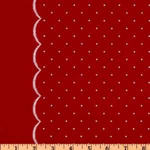  44 Wide Whitewash Polka Dot Red/Ivory Fabric By The Yard 