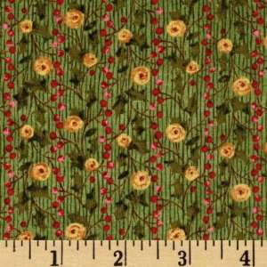  44 Wide Tidings Holly & Berries Green Fabric By The Yard 