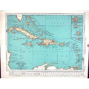  Collier Antique Map 1936 Rand Mcnally West Indies Cuba Jamaica 