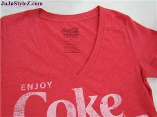 New Enjoy COKE Red V Neck Graphic T Shirt Top size XL  