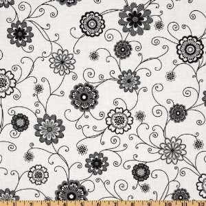   Floral Black/Grey/White Fabric By The Yard: Arts, Crafts & Sewing