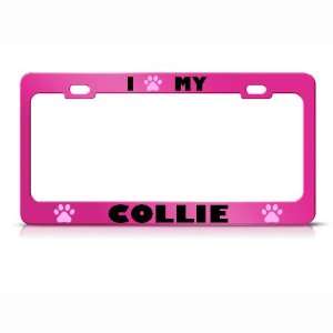  Collie Paw Love Pet Dog Metal license plate frame Tag 