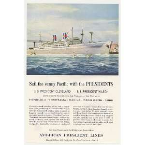 1956 American President Lines SS Pres Cleveland Ship Print Ad  