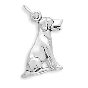   : Sterling Silver Charm Pendant Labrador Sitting Dog 3d Lab: Jewelry