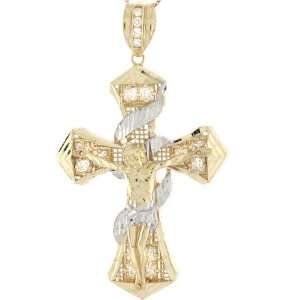   Gold Jesus Religious Cross Crucifix CZ Unique Charm Pendant Jewelry