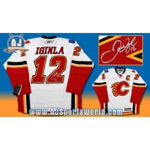  JAROME IGINLA Calgary Flames SIGNED NHL Premier White Road 