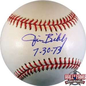 Jim Bibby Autographed/Hand Signed MLB Baseball with 7 30 73 