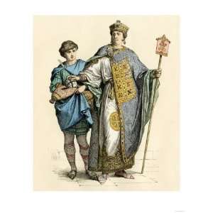  Byzantine Emperor and His Attendant Premium Poster Print 