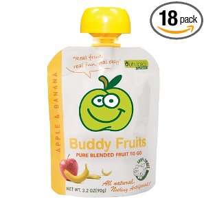 Buddy Fruits Pure Blended Fruit To Go, Banana and Apple, 3.2 Ounce 