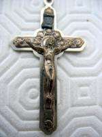   Cut Glass Capped Bead Rosary Superb Unusual Crucifix W Child  