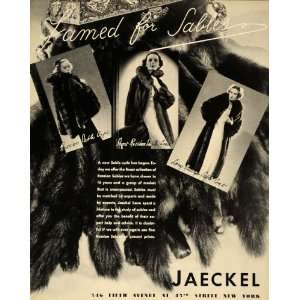  1935 Ad Jaeckel Russian Sables Women Apparel Coat 