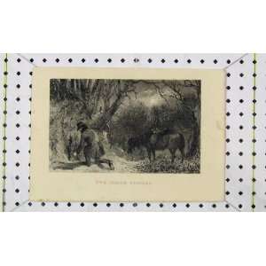   Earth Stopper Antique Print Man Digging Horse Country