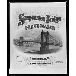  c1867 Suspension Bridge,Ohio River,Covington,Cincinnati 