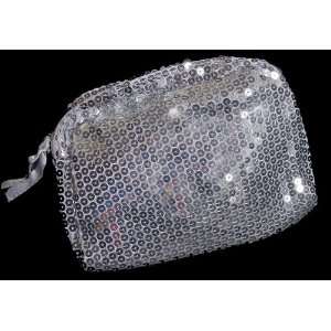  Avon Sparkling Silver Sequin Make Up Bag Zipper Case: Home 