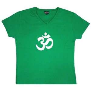  Large Green OM AUM Yoga Hindu Meditation 100% Cotton T 