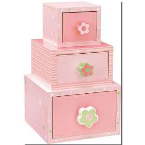   Girly Ballerina Girls Stacked Pink Small Storage Boxes: Toys & Games