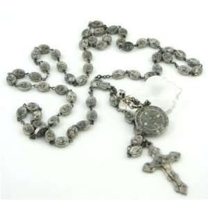  New Twiggs Religious Vintage Coin Cross Rosary Necklace 