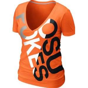   Womens Orange Nike Tri Blend Deep V neck T Shirt