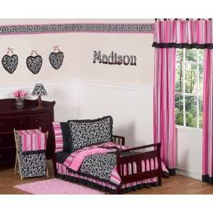   Pink and Black Madison Girls Boutique Toddler Bedding 5 pc Set Baby