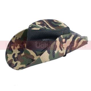 Unisex Military Army Jungle Mesh Fishing Camouflage Net Cowbooy Hat 