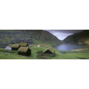 Traditional Turf Roofed Farm Buildings and Church, Saksun, Streymoy 