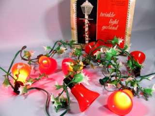 twinkle lite garland * vtg 1960s Christmas Bell Lights / Lamps  