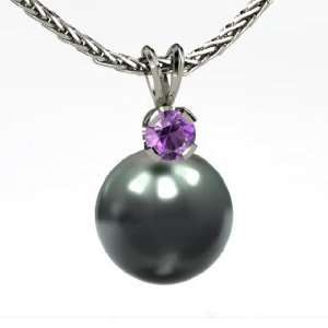 Europa Pendant, Tahitian Cultured Pearl 14K White Gold Necklace with 
