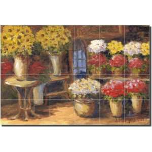 French Flower Market by Joanne Morris   Floral Still Life Ceramic Tile 