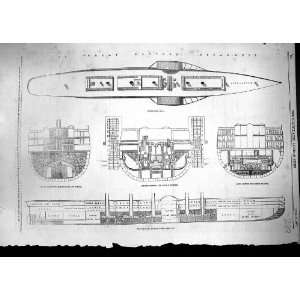   Steam Ship Upper deck Plan Paddle Engines Coal Bunkers: Home & Kitchen