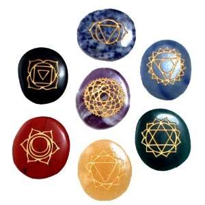  Engraved Chakra Symbol Balancing Stones Set of 7 