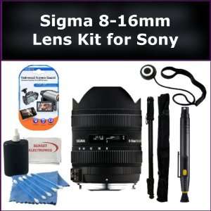   Sigma 8 16mm Lens, Lens Cap Keeper, Lens Cleaning Pen, Monopod, LCD