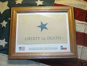 Framed historic Texas FlagLIBERTY or DEATHTroutman  