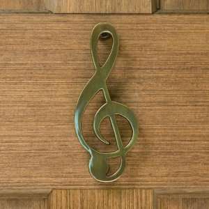 Treble Clef Door Knocker   Antique Brass