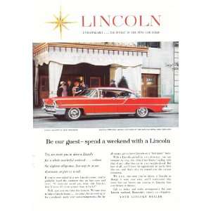  1957 Ad Lincoln Premiere Landau Red Original Antique Car 