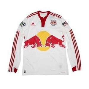  adidas NY Red Bull Mens LS Authentic Home Jersey   White 
