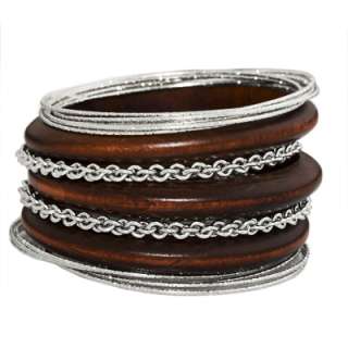 Trendy Bangles in Antique Gold / Silver with Stained wood or Faux 