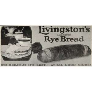  1926 Print Billboard Ad Livingstons Rye Bread Loaf 