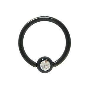   Titanium Captive Bead Ring with Jeweled Acrylic Bead   BBCR14: Jewelry