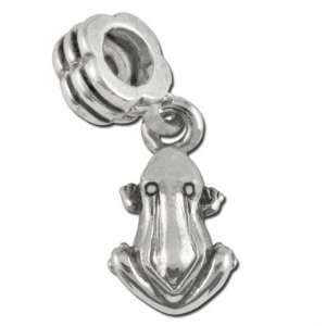  9mm Dangling Frog Large Hole Bead   Rhodium Plated: Arts 
