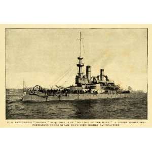  1904 Print U. S. Battleship Oregon Navy Bulldog Vessel 