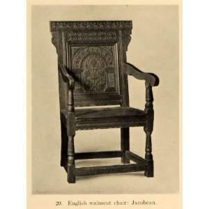   Armchair Jacobean Period   Original Halftone Print