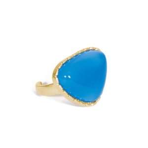 Towne & Reese Willa Brilliant Blue Gold Plated Adjustable Ring: Towne 