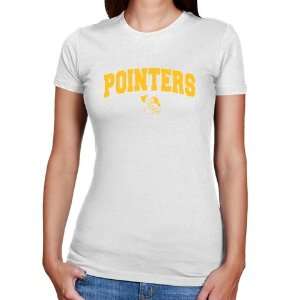 NCAA Wisconsin Stevens Point Pointers Ladies White Logo Arch Slim Fit 