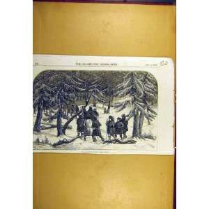  1856 Bear Hunting Russia Animal Hunt Sport Old Print