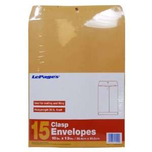  LePages Clasp Envelopes, 10 x 13 Inch, 15 pack (GLD11524 
