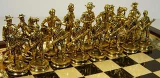 US CIVIL WAR PEWTER METAL chess men set W STORAGE BOARD  