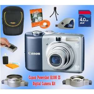  Canon Powershot A1000 IS (BLUE) Accessory Kit w/4GB Card 
