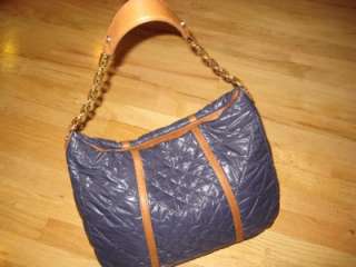 Tory Burch Alice Quilted Nylon Blue Hobo Handbag  